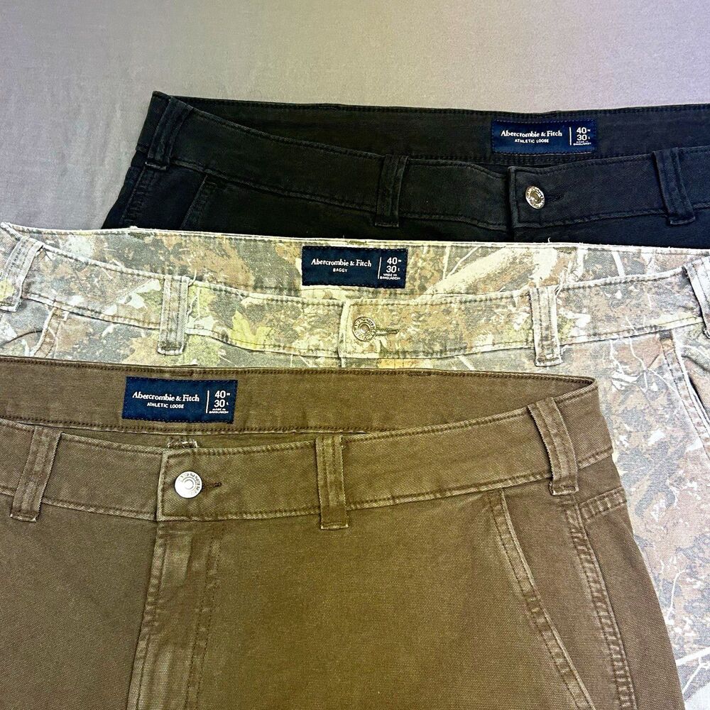 Y2K Abercrombie & Fitch Loose Men’s Canvas Work Pants 40W 30L Lot of 3